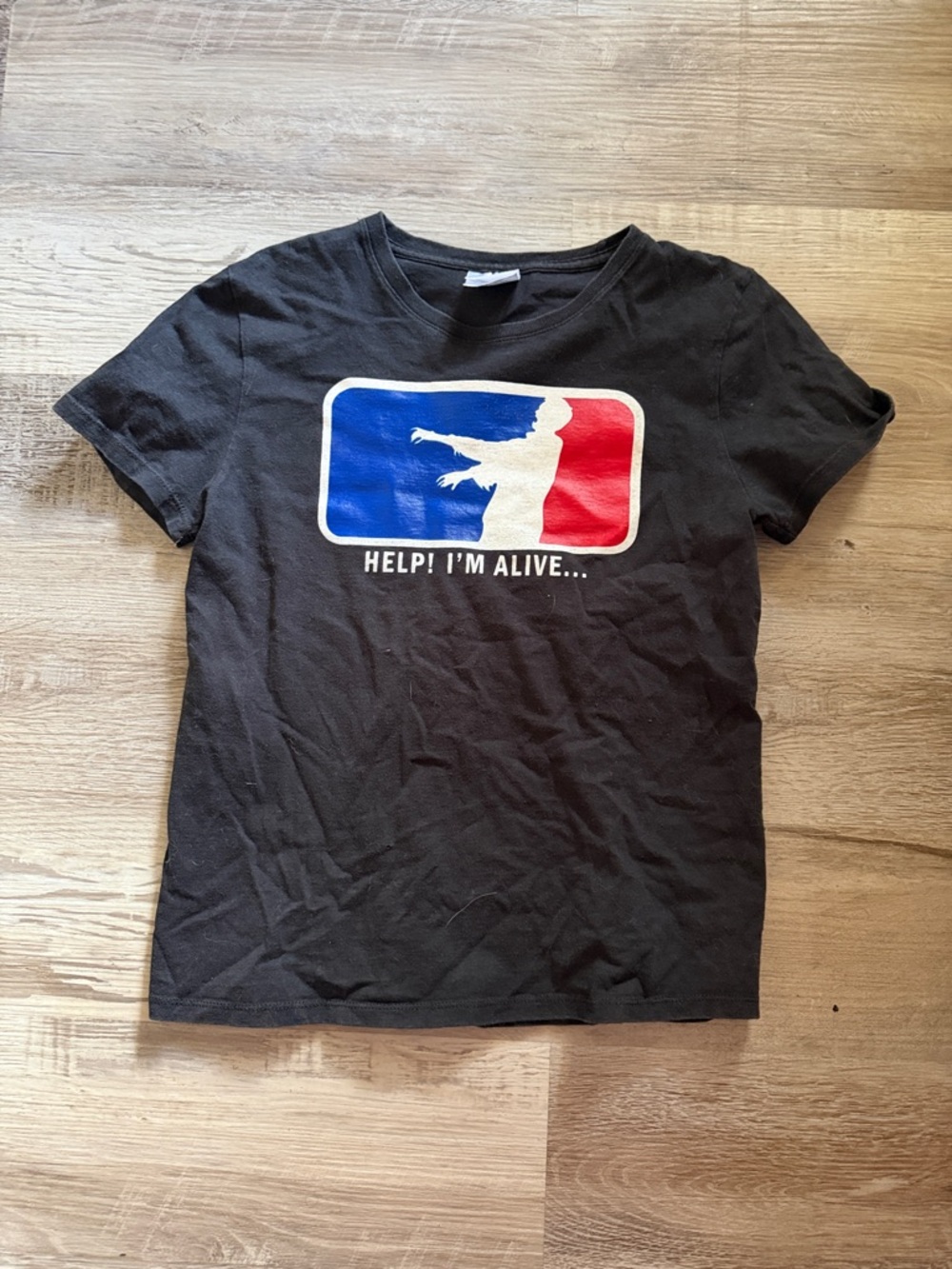 Port and Company Black Tee with Blue Logo Accent